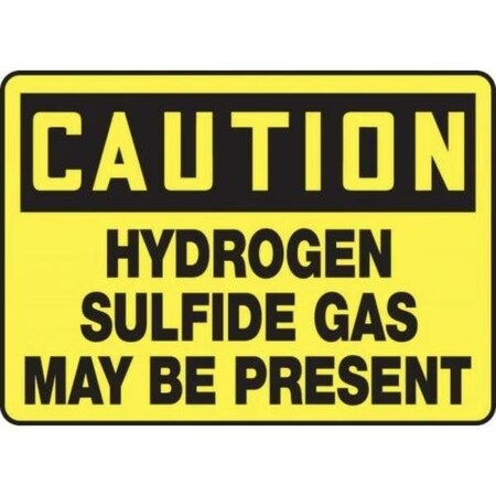 Accuform Safety Sign, CAUTION HYDROGEN SULFIDE GAS MAY BE PRESENT, 7 X 10, Vinyl MCHL601VS